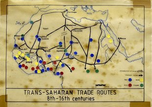 Karte früherer Handelswege im Museum